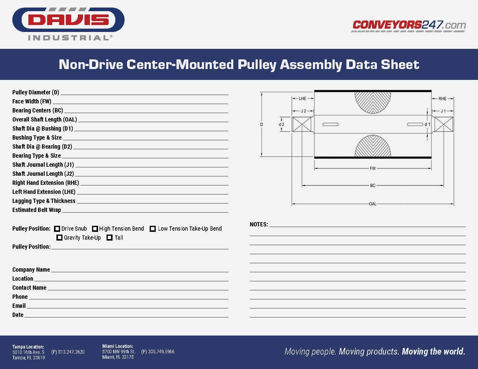 Davis_Non-Drive Center-Mounted Pulley Assembly_Data Sheet